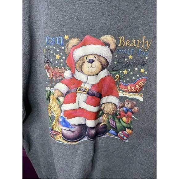 Just my size vintage plus size Christmas teddy bear, Santa sweatshirt, 14/16 - Picture 3 of 5